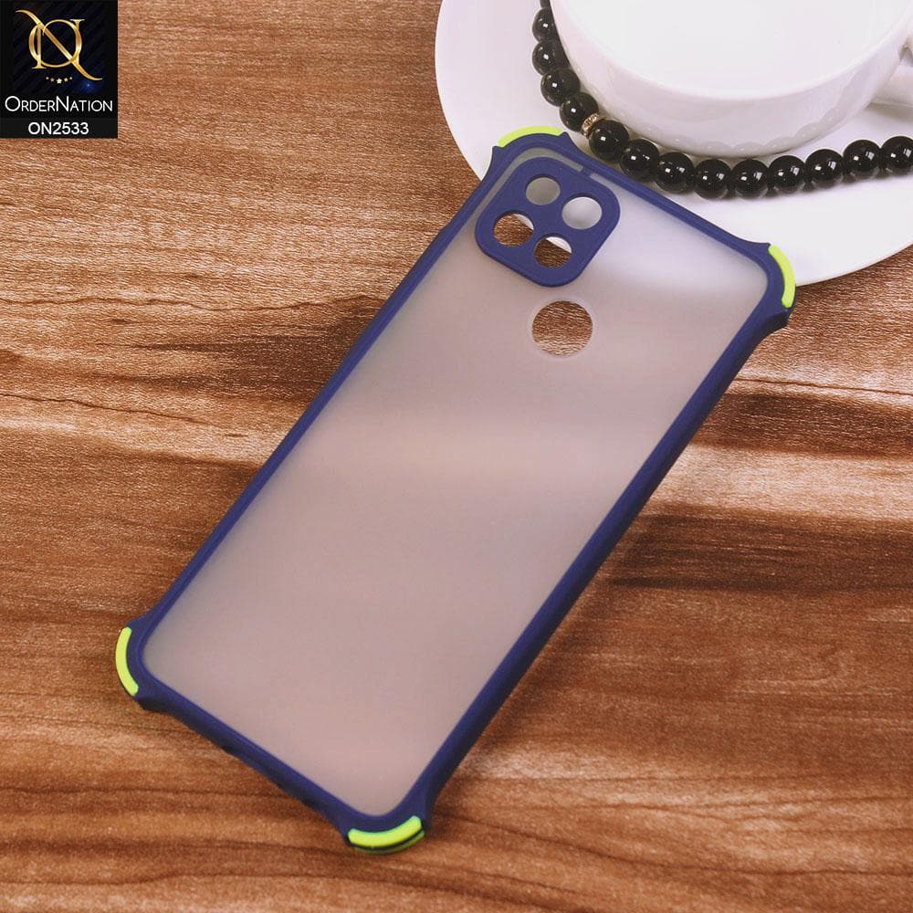 Oppo A15 Cover - Blue - Semi Transparent Matte Shockproof Camera Ring Protection Case