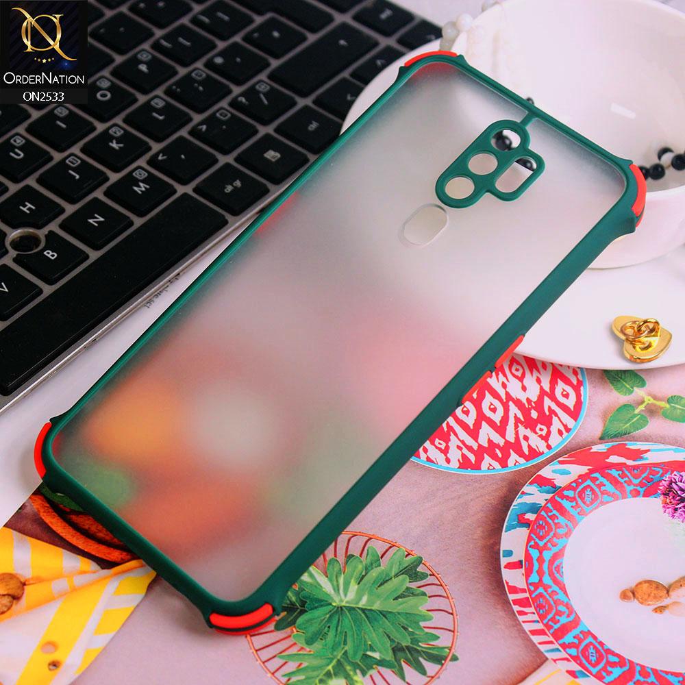 Oppo A5 2020 Cover - Green - Semi Transparent Matte Shockproof Camera Ring Protection Case