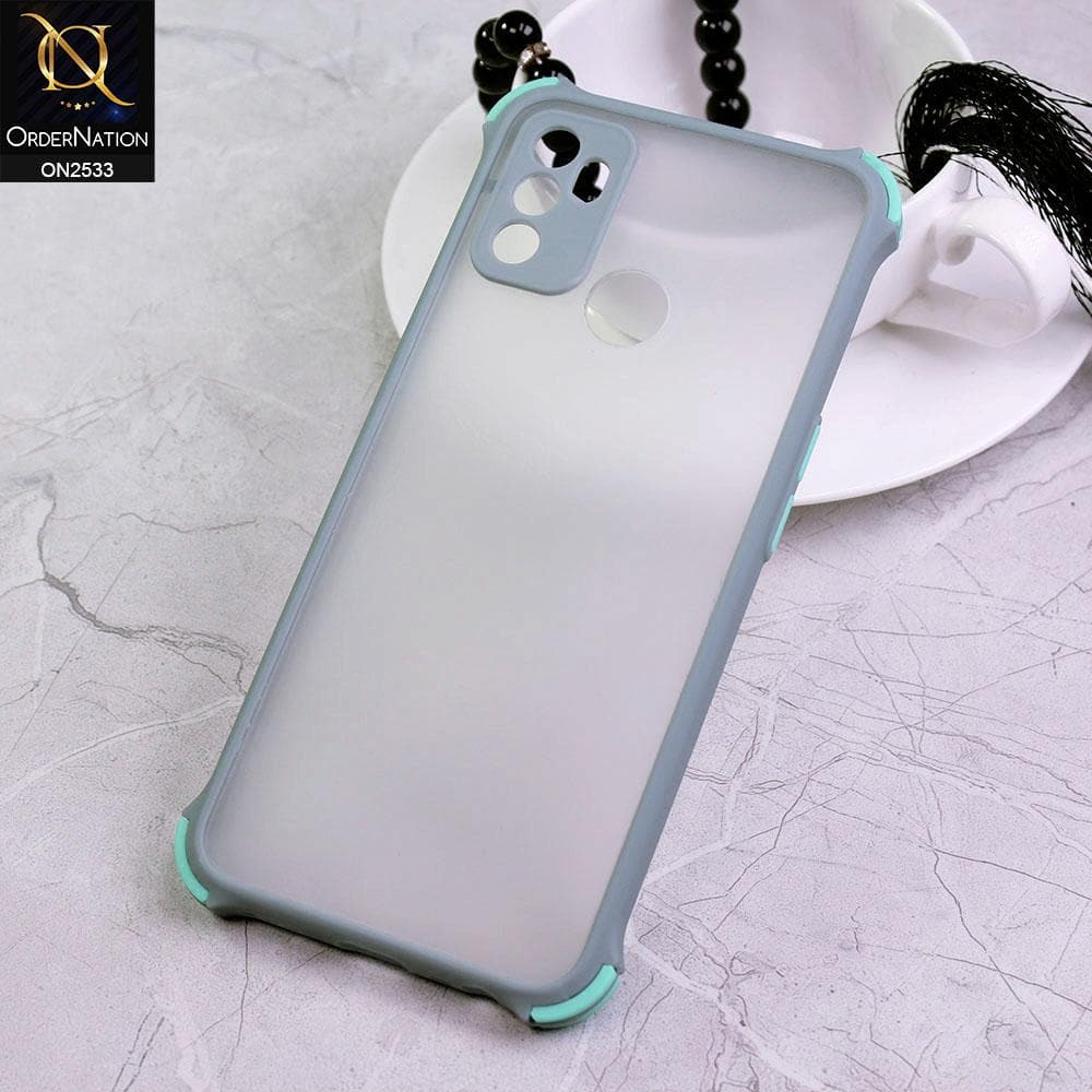 Oppo A53s Cover - Gray - Semi Transparent Matte Shockproof Camera Ring Protection Case