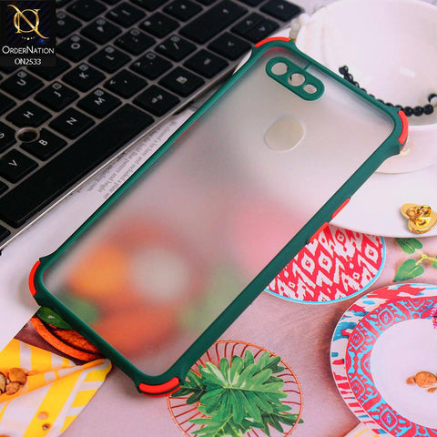 Oppo A12 Cover - Green - Semi Transparent Matte Shockproof Camera Ring Protection Case