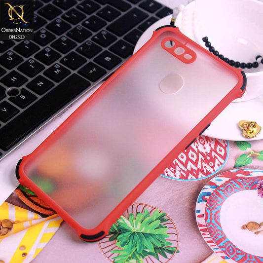 Oppo A12 Cover - Red - Semi Transparent Matte Shockproof Camera Ring Protection Case