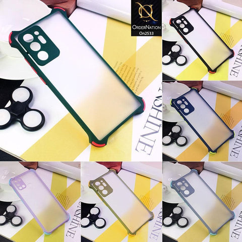 iPhone 12 Cover - Black - V2 Semi Transparent Matte Shockproof Camera Ring Protection Case