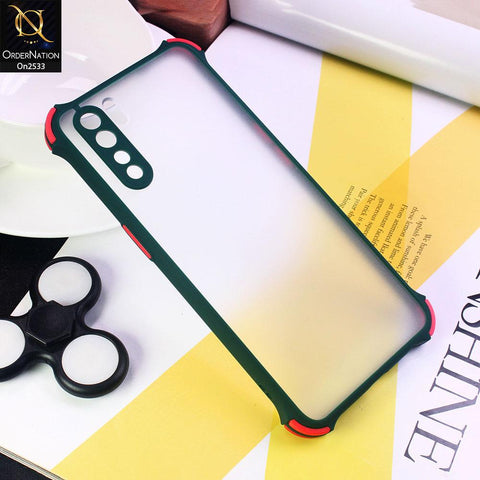 Oppo Reno 3 - Dark Green - Semi Transparent Matte Shockproof Camera Ring Protection Case