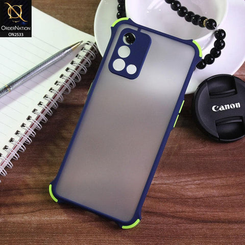 Oppo A74 Cover - Blue - Semi Transparent Matte Shockproof Camera Ring Protection Case