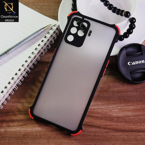 Oppo A94 Cover - Black - Semi Transparent Matte Shockproof Camera Ring Protection Case