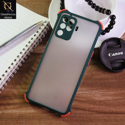 Oppo F19 Pro Cover - Dark Green - Semi Transparent Matte Shockproof Camera Ring Protection Case