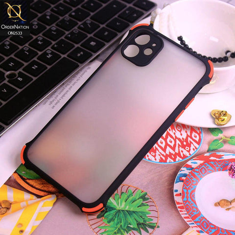 iPhone 11 Cover - Black - Semi Transparent Matte Shockproof Camera Ring Protection Case