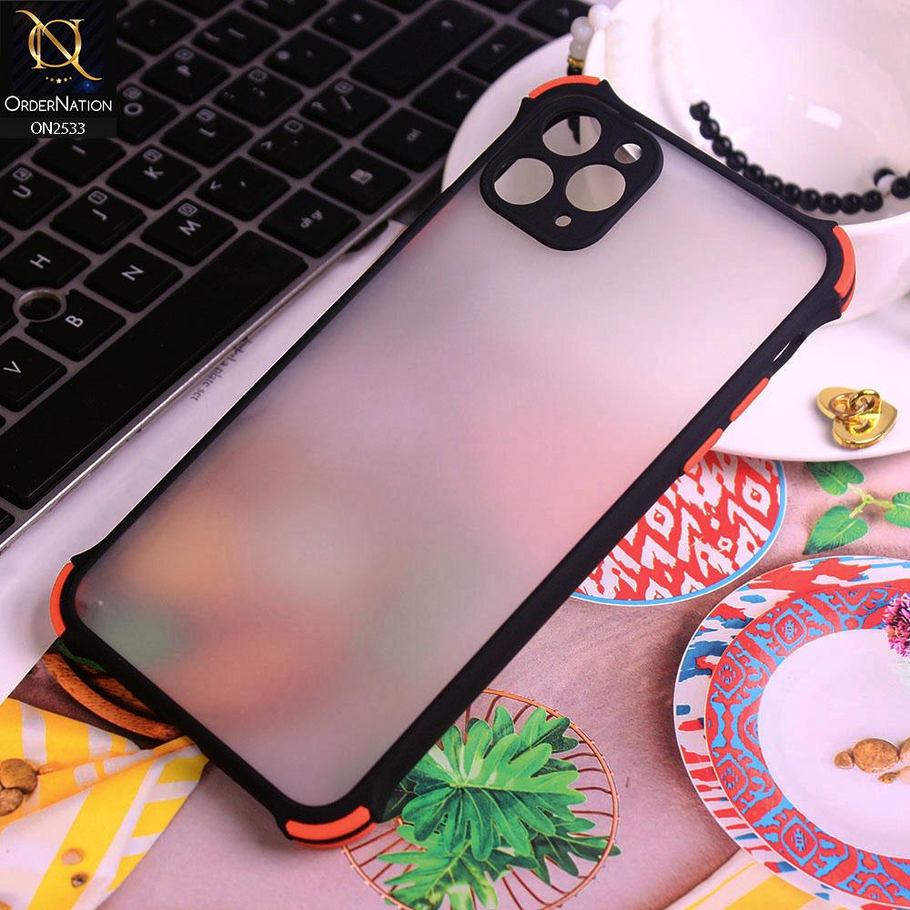 iPhone 11 Pro Cover - Black - Semi Transparent Matte Shockproof Camera Ring Protection Case