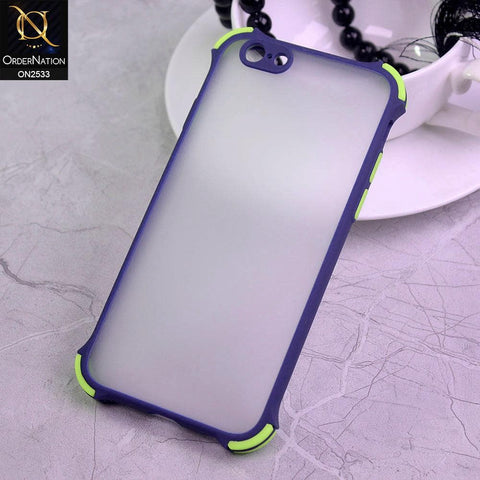 iPhone 6S / 6 Cover - Blue - Semi Transparent Matte Shockproof Camera Ring Protection Case