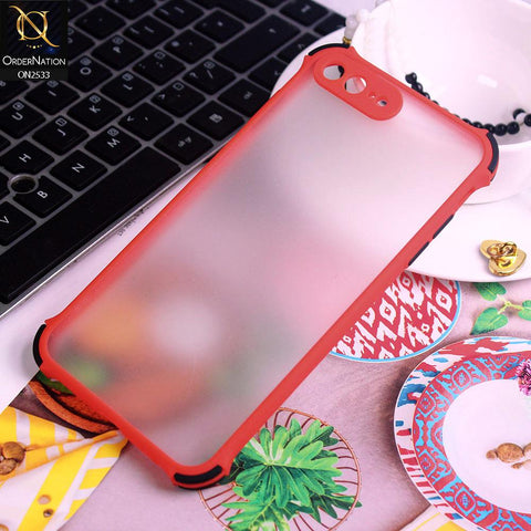 iPhone 8 Plus / 7 Plus Cover - Red - Semi Transparent Matte Shockproof Camera Ring Protection Case