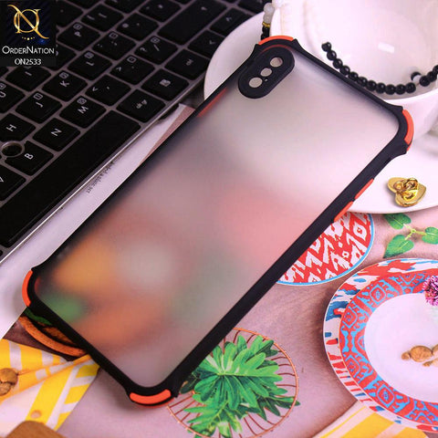 iPhone XS / X Cover - Black - Semi Transparent Matte Shockproof Camera Ring Protection Case