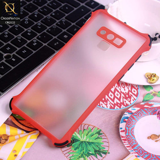 Samsung Galaxy Note 9 Cover - Red - Semi Transparent Matte Shockproof Camera Ring Protection Case