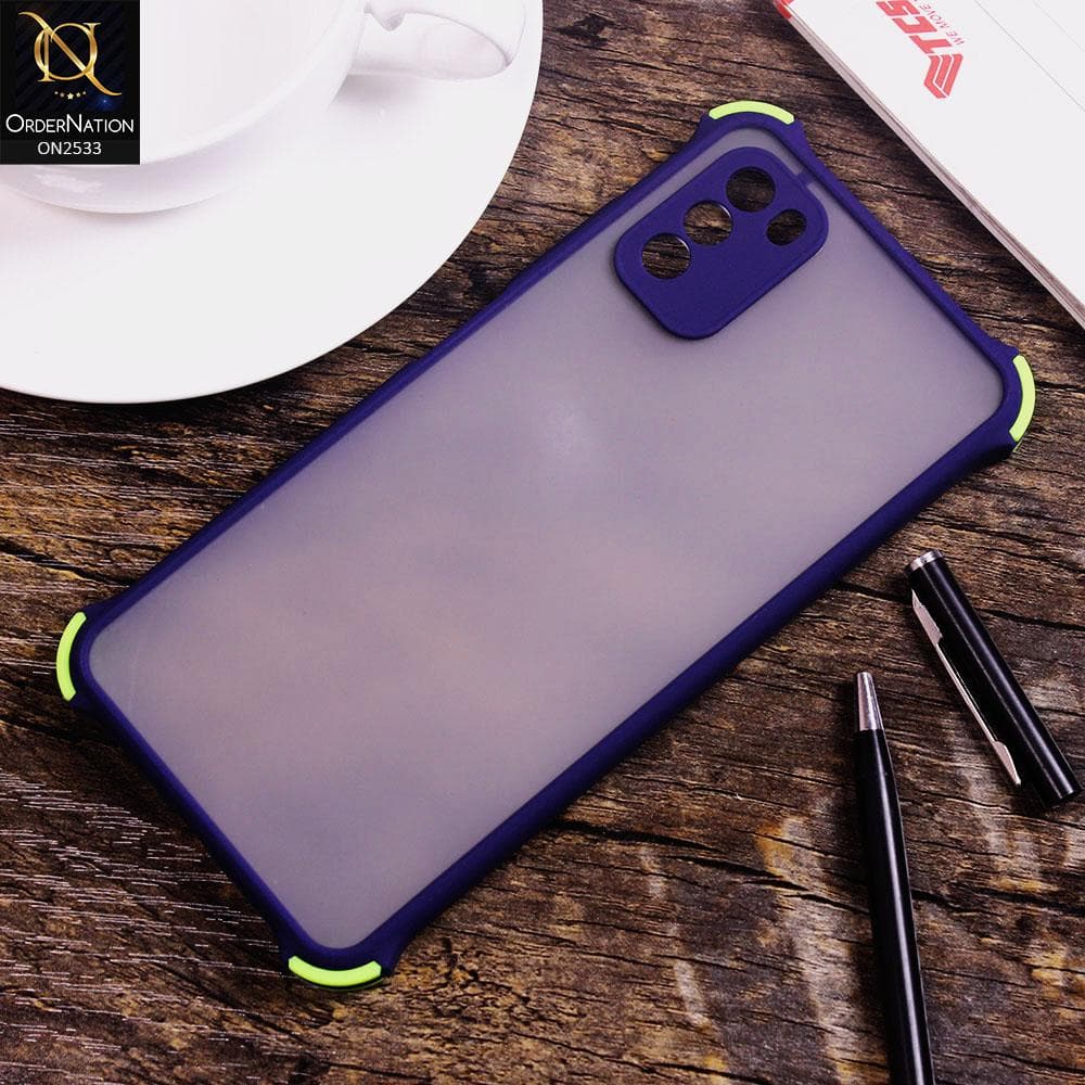 Xiaomi Poco M3 Cover - Blue - Semi Transparent Matte Shockproof Camera Ring Protection Case