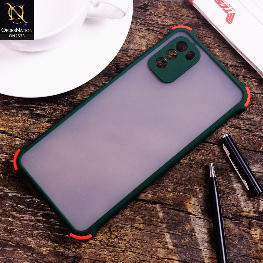 Xiaomi Poco M3 Cover - Dark Green - Semi Transparent Matte Shockproof Camera Ring Protection Case