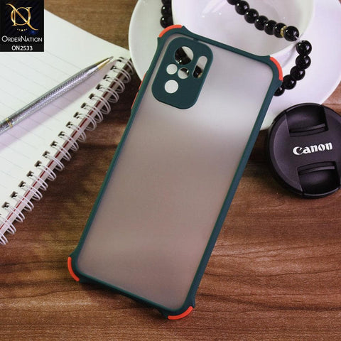 Xiaomi Redmi Note 10S Cover - Dark Green - Semi Transparent Matte Shockproof Camera Ring Protection Case