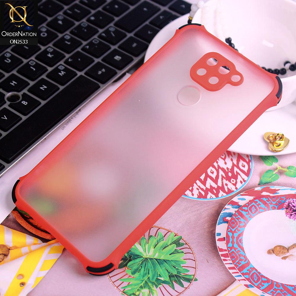 Xiaomi Redmi 10X 4G Cover - Red - Semi Transparent Matte Shockproof Camera Ring Protection Case