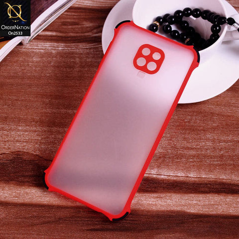 Xiaomi Redmi Note 9S - Red - Semi Transparent Matte Shockproof Camera Ring Protection Case