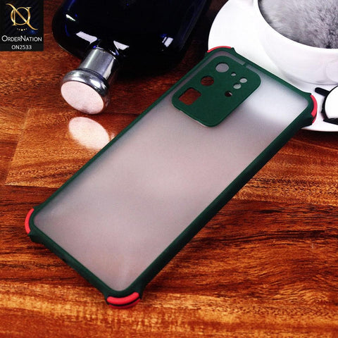 Samsung Galaxy S20 Ultra Cover - Dark Green - Semi Transparent Matte Shockproof Camera Ring Protection Case