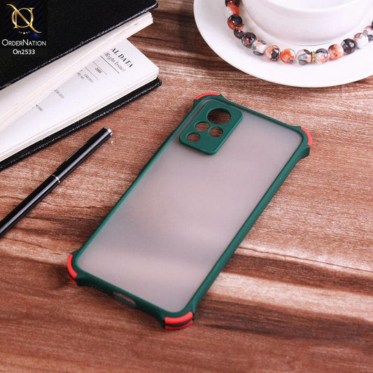 Vivo V21 - Dark Green - Semi Transparent Matte Shockproof Camera Ring Protection Case