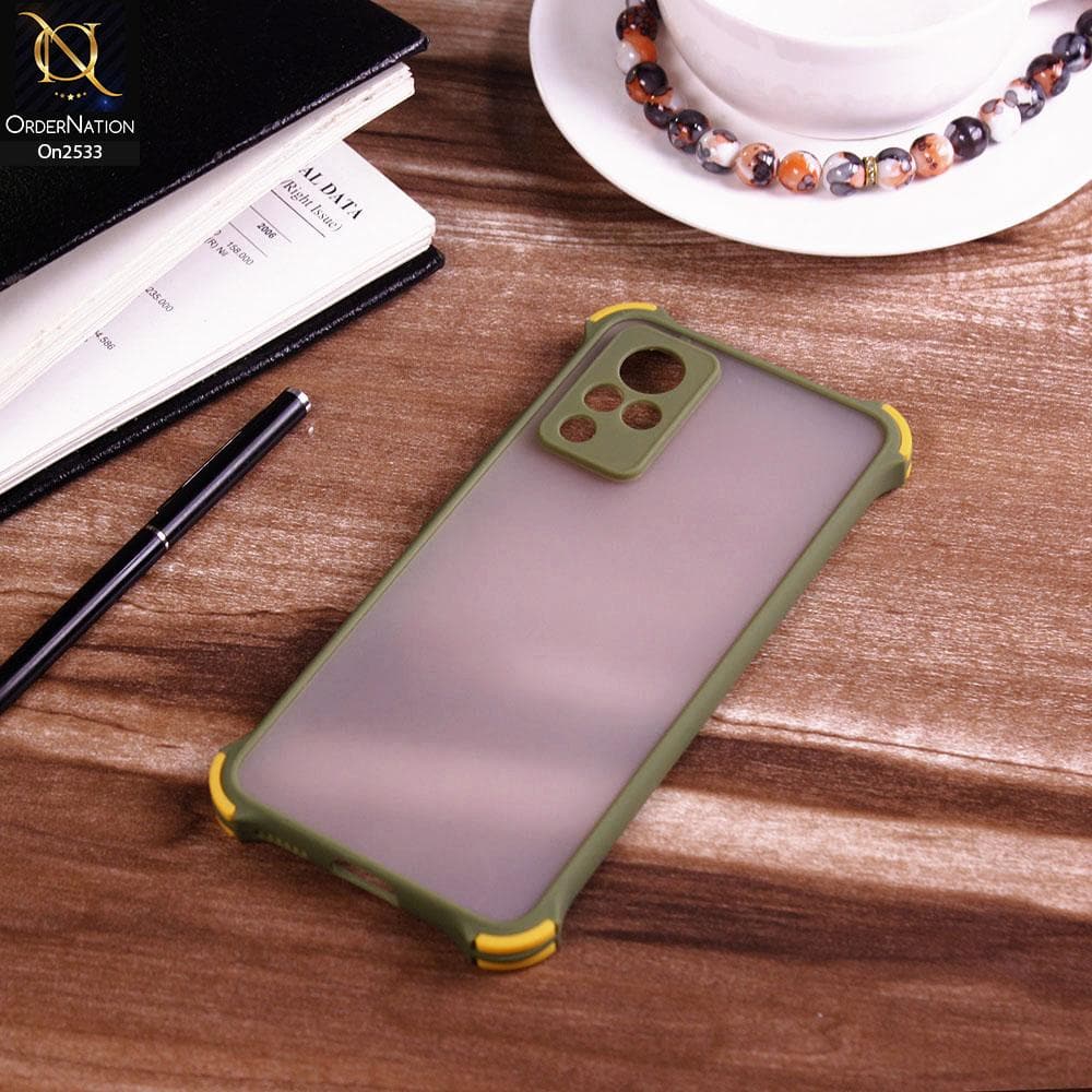 Vivo V21 - Light Green - Semi Transparent Matte Shockproof Camera Ring Protection Case