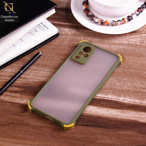 Vivo V21 - Light Green - Semi Transparent Matte Shockproof Camera Ring Protection Case