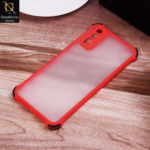 Vivo Y20A Cover - Red - Semi Transparent Matte Shockproof Camera Ring Protection Case