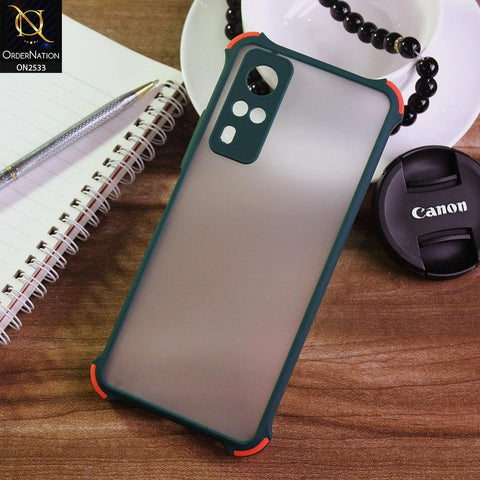 Vivo Y31 Cover - Dark Green - Semi Transparent Matte Shockproof Camera Ring Protection Case