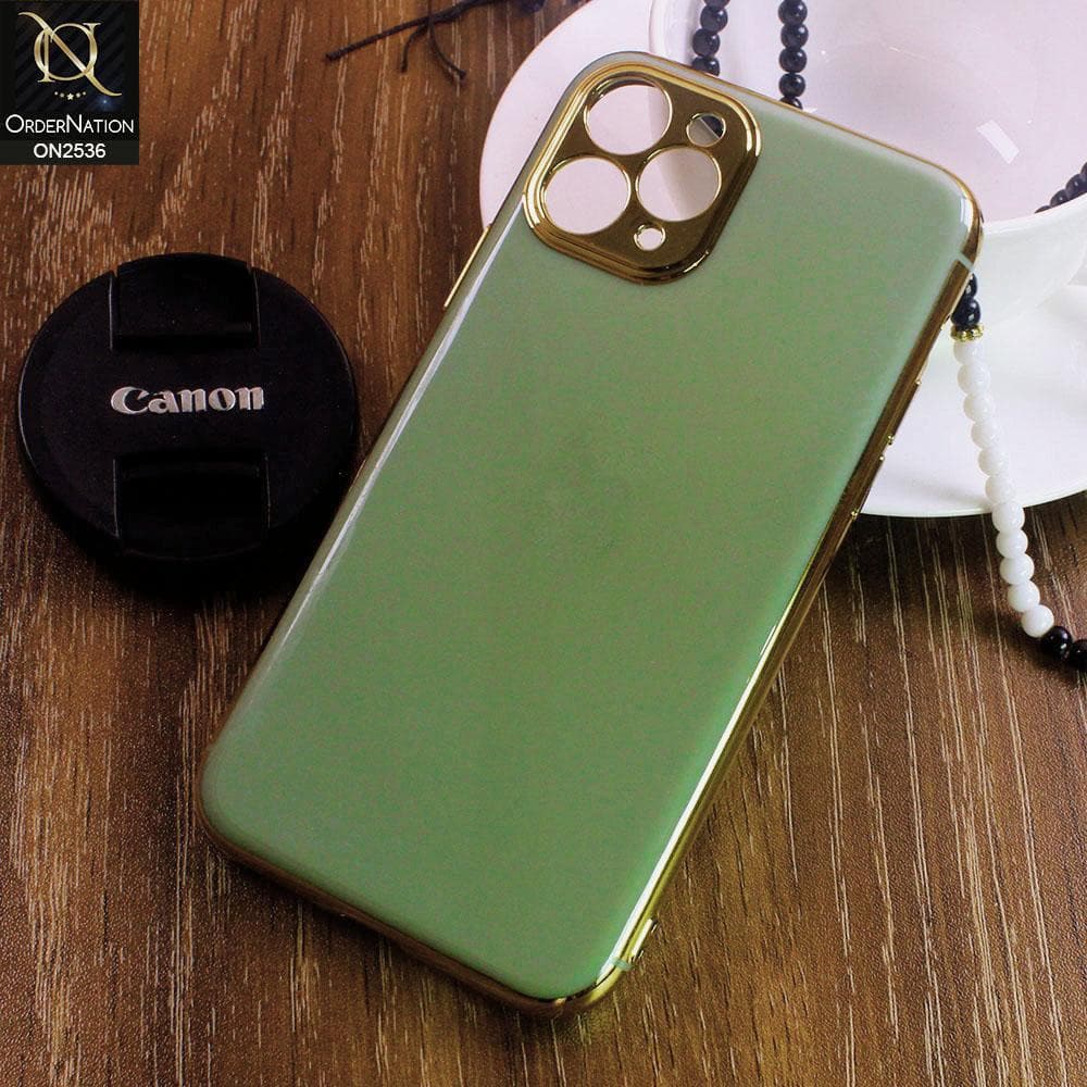 iPhone 11 Pro Cover - Green - Glossy Shine Electroplated Soft Border Case