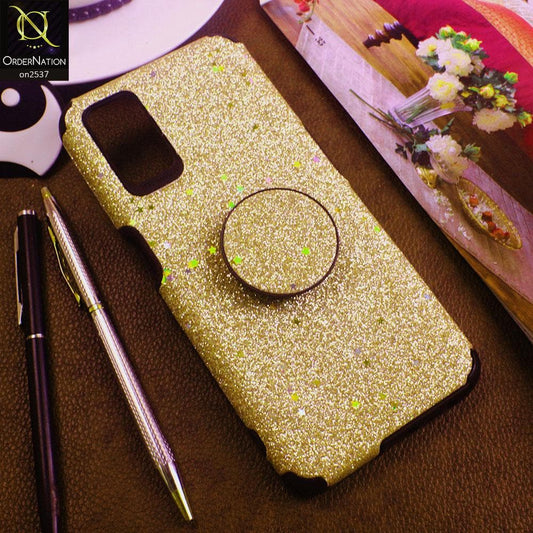 Oppo A52 - Golden -  Soft Girlish Glitter Texture Case with Mobile Holder