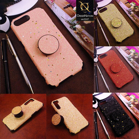 Vivo Y12 - Golden - Soft Girlish Glitter Texture Case with Mobile Holder