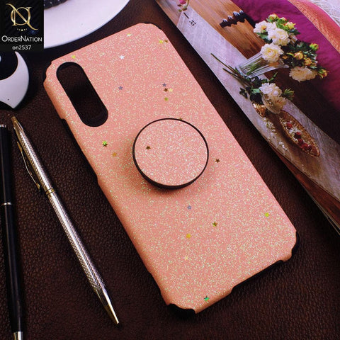 Vivo S1 - Pink - Soft Girlish Glitter Texture Case with Mobile Holder