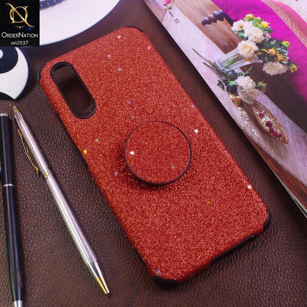 Vivo S1 - Red - Soft Girlish Glitter Texture Case with Mobile Holder