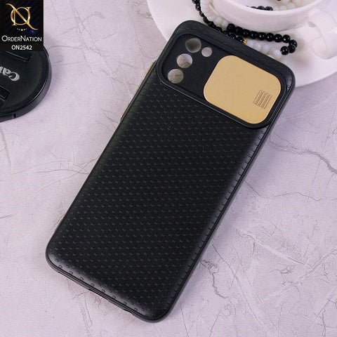 Samsung Galaxy A02s - Golden - New Style Dotted Texture Camera Slider Back Soft Case