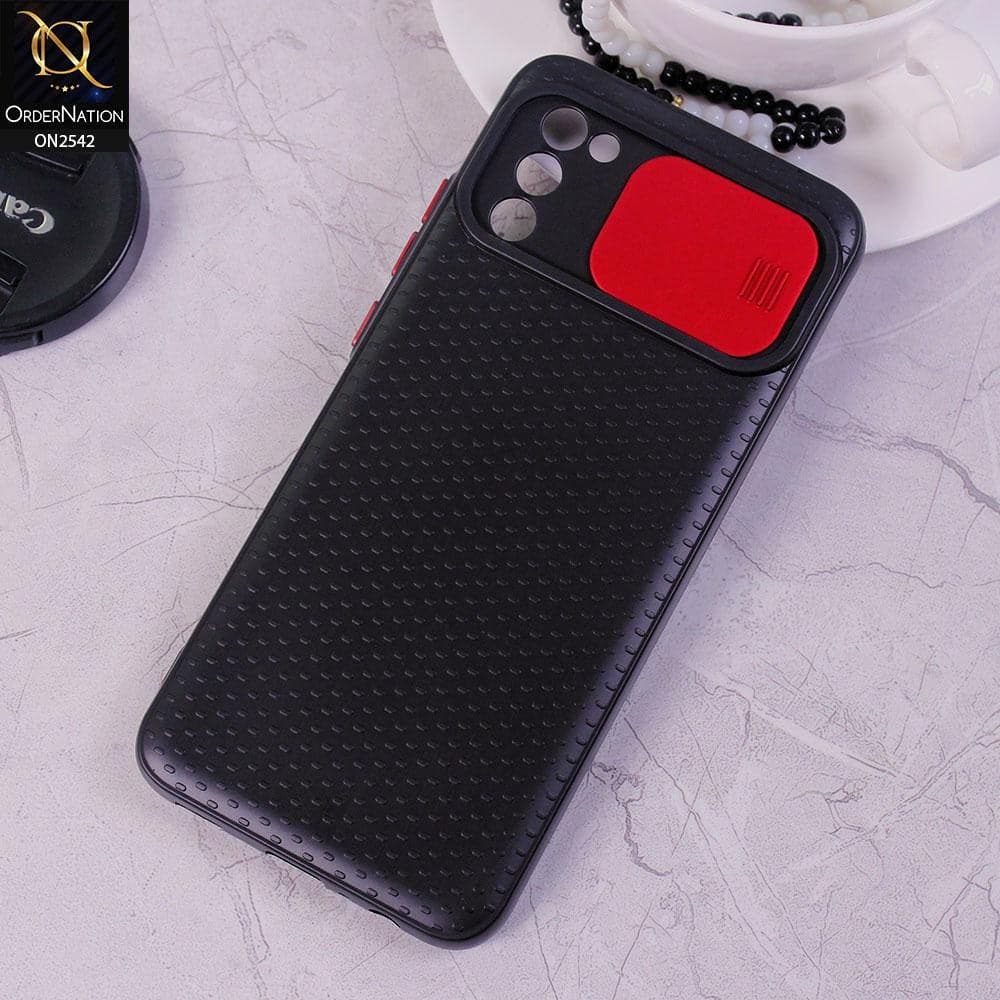 Samsung Galaxy A02s - Red - New Style Dotted Texture Camera Slider Back Soft Case