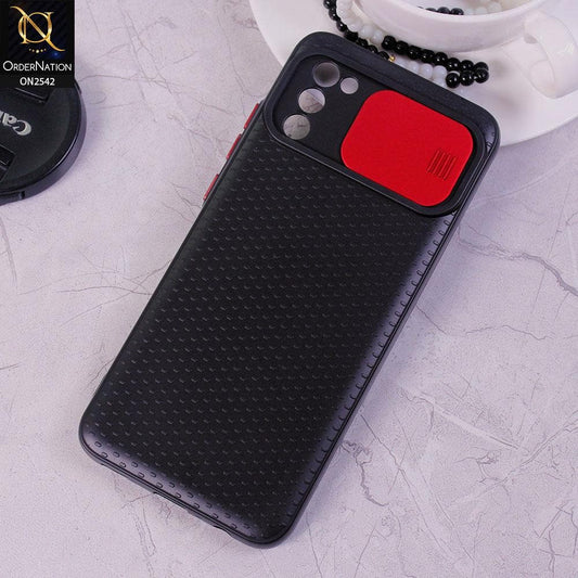 Samsung Galaxy M02s - Red - New Style Dotted Texture Camera Slider Back Soft Case