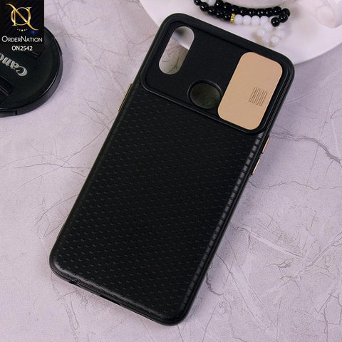 Samsung Galaxy A10s - Golden - New Style Dotted Texture Camera Slider Back Soft Case