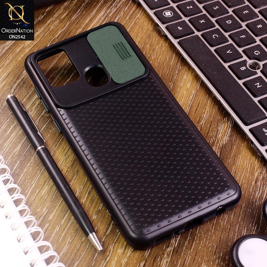 Samsung Galaxy A21s Cover - Green - New Style Dotted Texture Camera Slider Back Soft Case