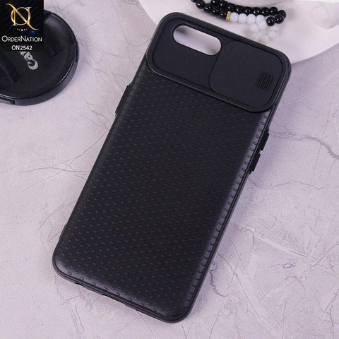 Oppo A3s - Black - New Style Dotted Texture Camera Slider Back Soft Case