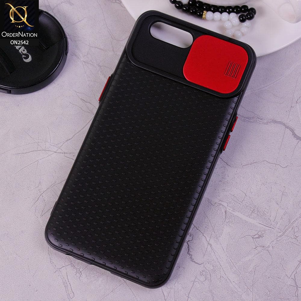 Oppo A12e - Red - New Style Dotted Texture Camera Slider Back Soft Case