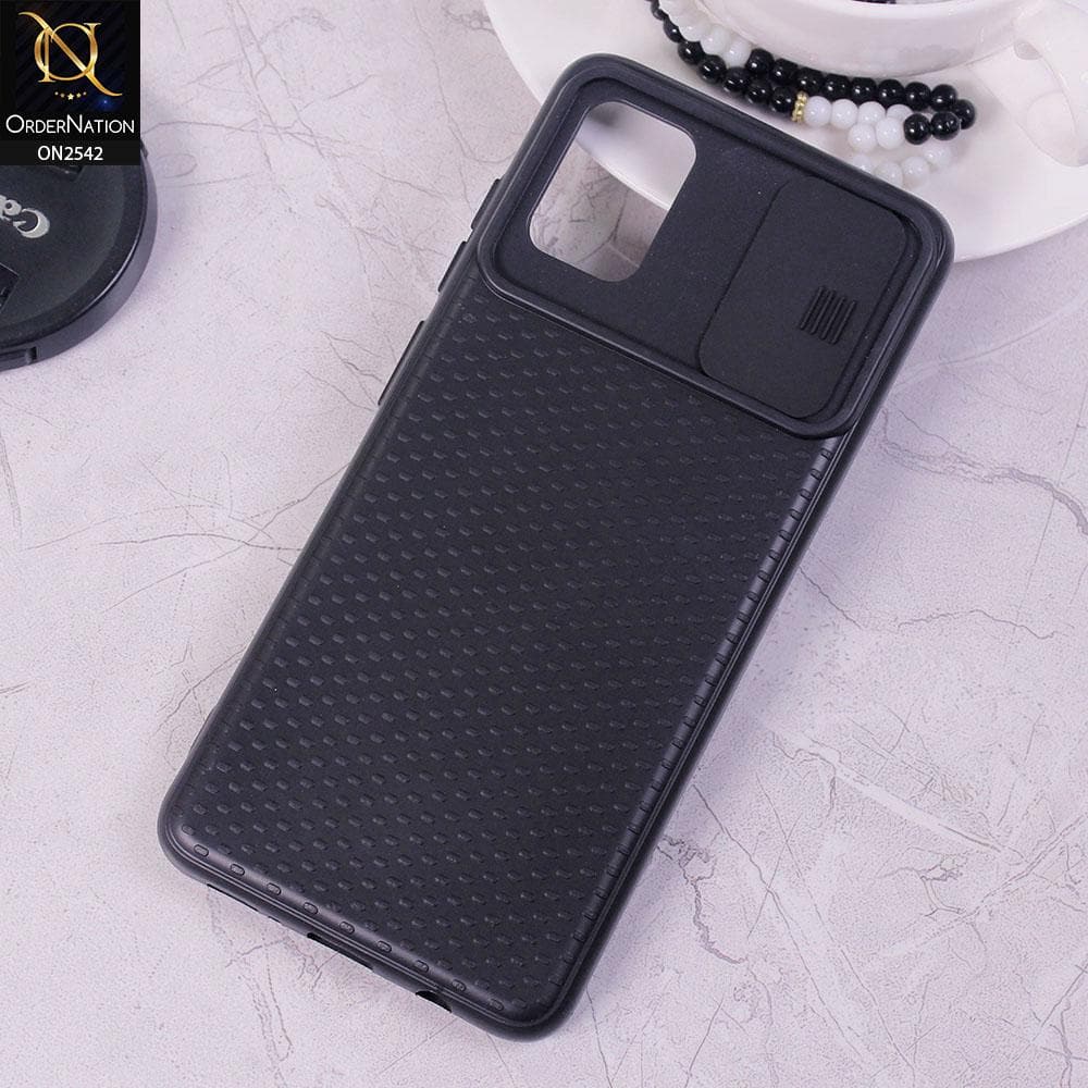 Oppo A53 - Black - New Style Dotted Texture Camera Slider Back Soft Case