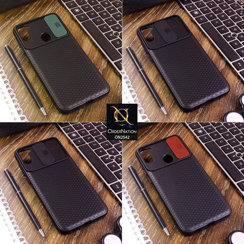 Xiaomi Redmi 9i Cover - Black - New Style Dotted Texture Camera Slider Back Soft Case