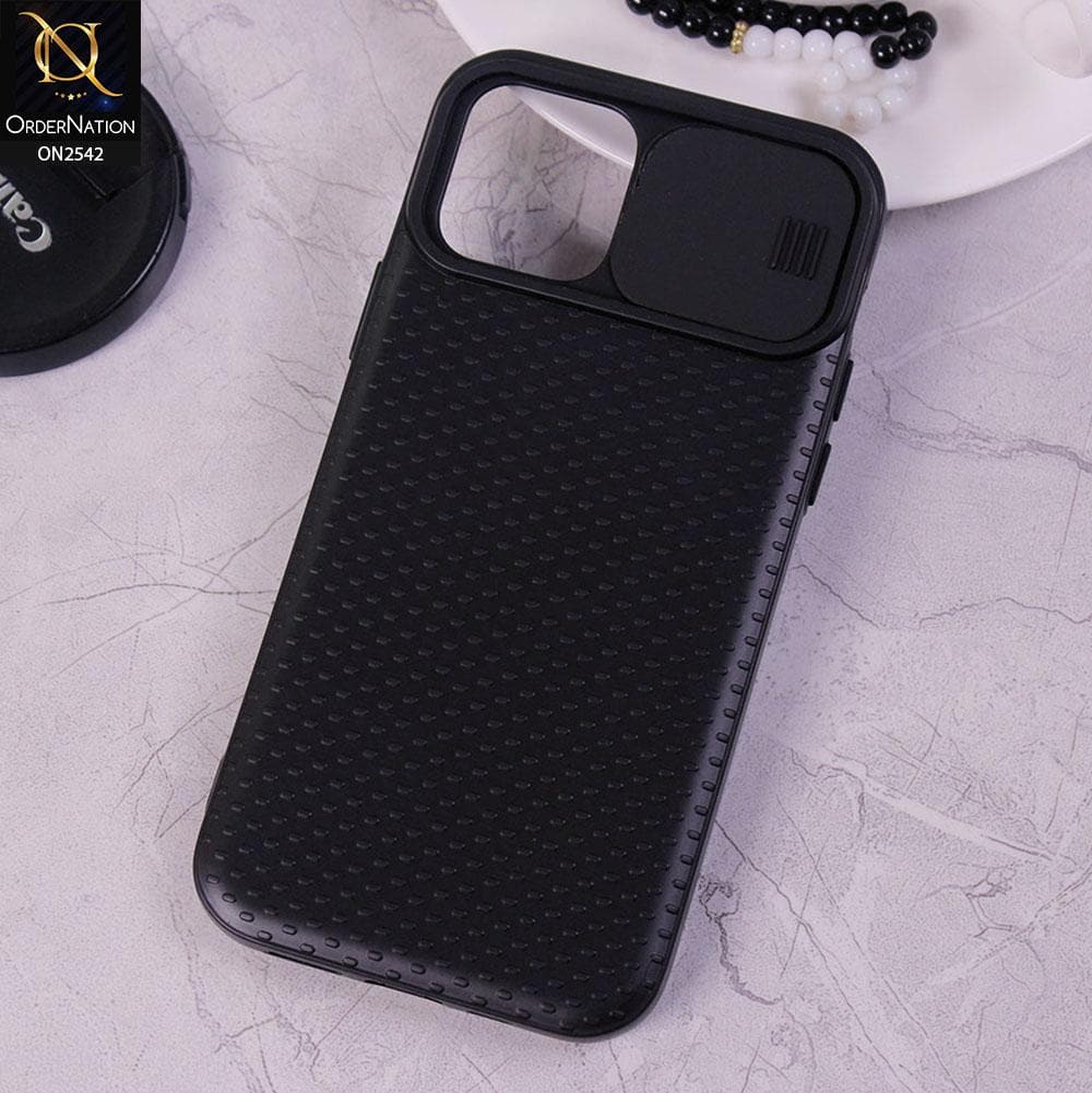 iPhone 11 Pro - Black - New Style Dotted Texture Camera Slider Back Soft Case