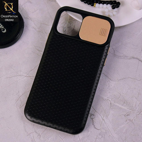 iPhone 12 Pro - Golden - New Style Dotted Texture Camera Slider Back Soft Case