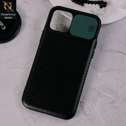 iPhone 12 Pro - Green - New Style Dotted Texture Camera Slider Back Soft Case