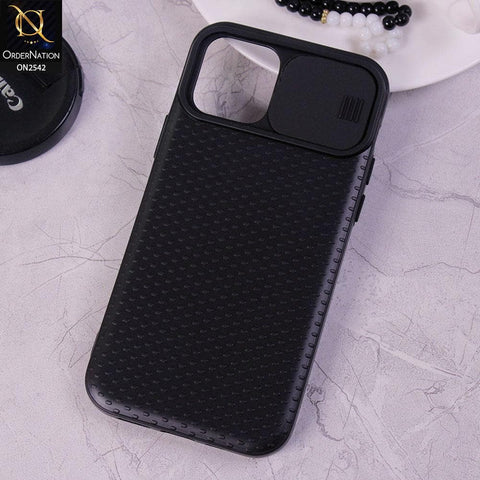 iPhone 12 Pro Max - Black - New Style Dotted Texture Camera Slider Back Soft Case