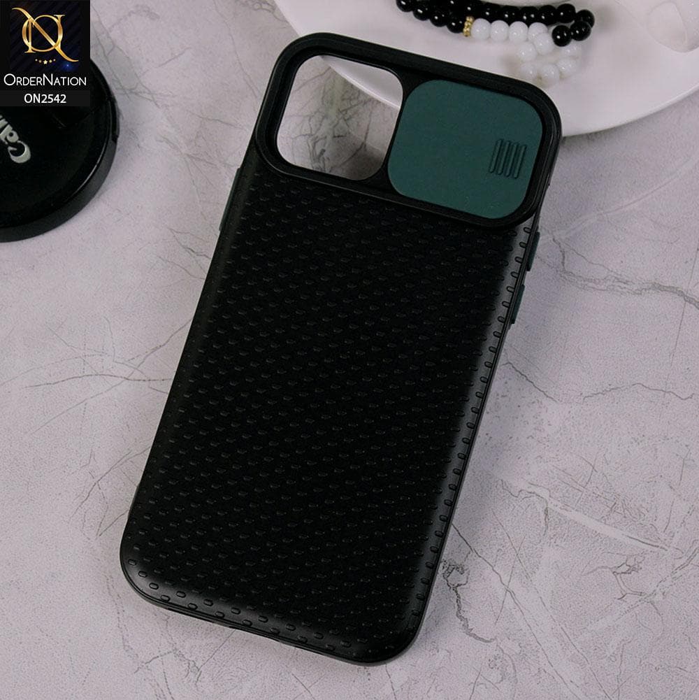 iPhone 12 Pro Max - Green - New Style Dotted Texture Camera Slider Back Soft Case