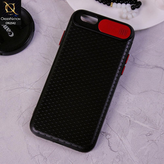 iPhone 6S / 6 - Red - New Style Dotted Texture Camera Slider Back Soft Case