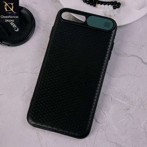 iPhone 8 Plus / 7 Plus - Green - New Style Dotted Texture Camera Slider Back Soft Case