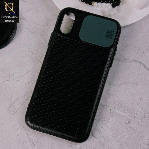 iPhone XS Max - Green - New Style Dotted Texture Camera Slider Back Soft Case