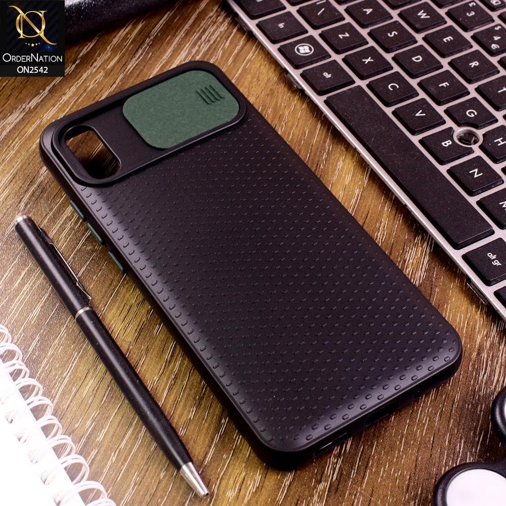 Xiaomi Redmi 9A Cover - Green - New Style Dotted Texture Camera Slider Back Soft Case